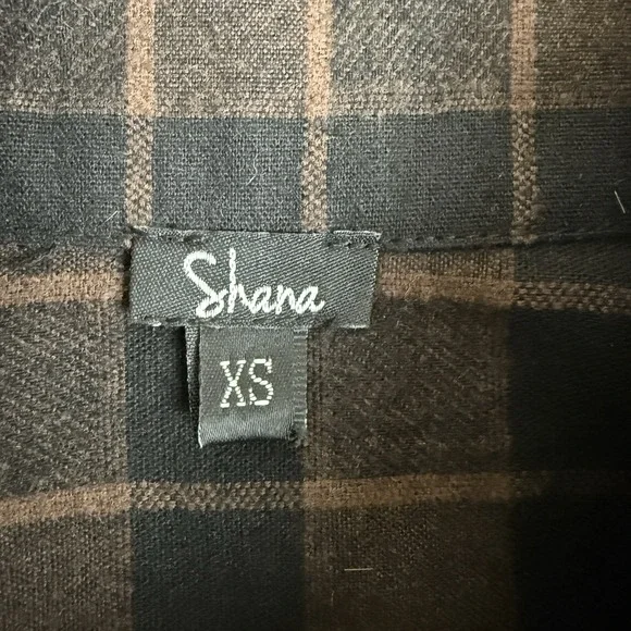 Shana Top Womens XS Brown Plaid Colorful Tunic Floral Art to Wear Artsy Boho - Picture 4 of 9